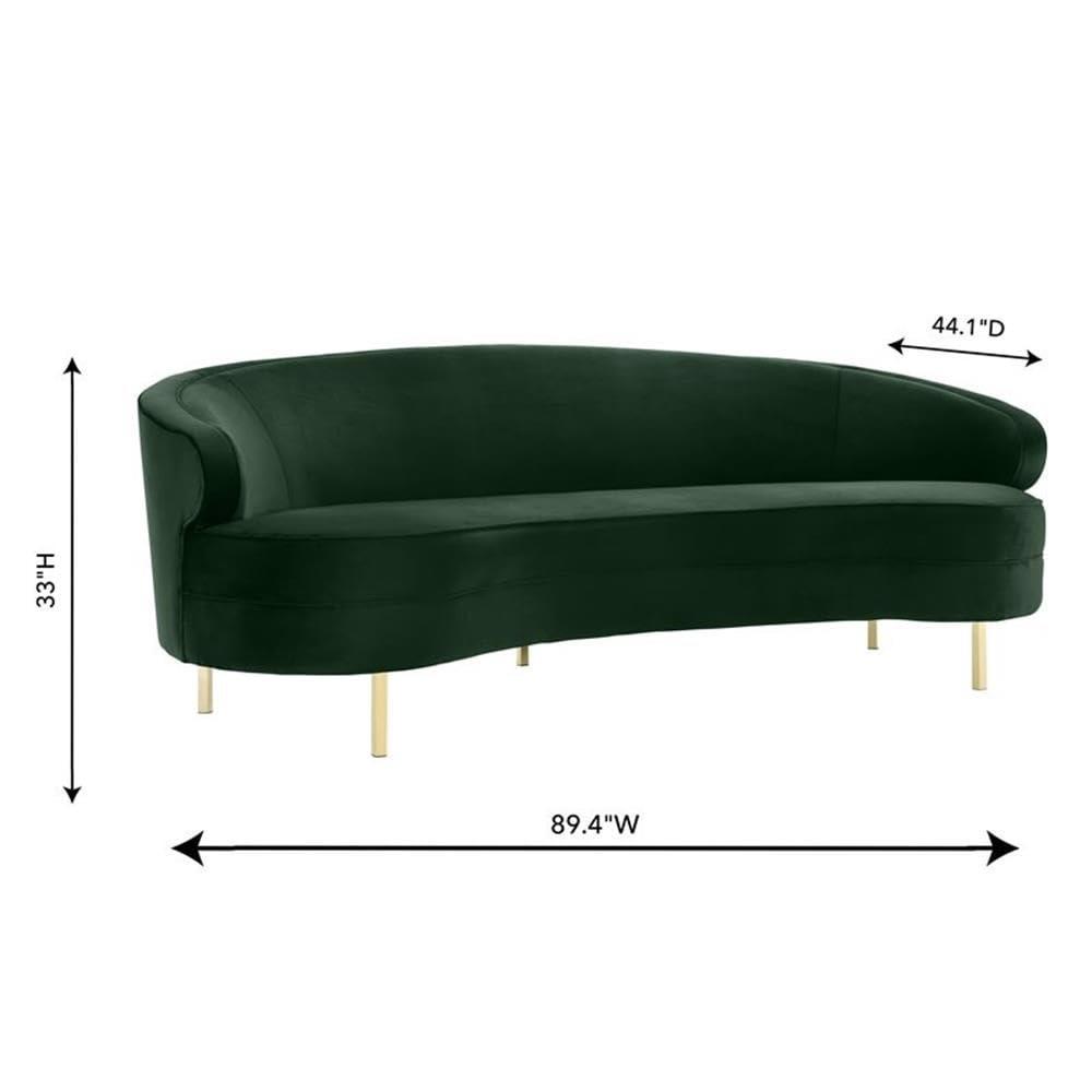 Elegant Baila Green Velvet 89" Sofa with Gold Stainless Steel Legs