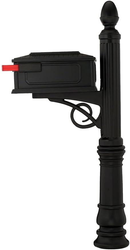 Gibraltar Mailboxes Stratford Decorative Plastic Post Mount Black Mailbox