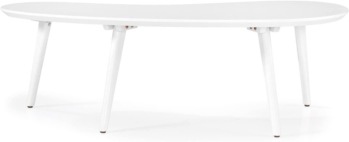 Camaflexi Mid Century Modern Coffee Table Small Tabletop Wood Coffee Desk, White