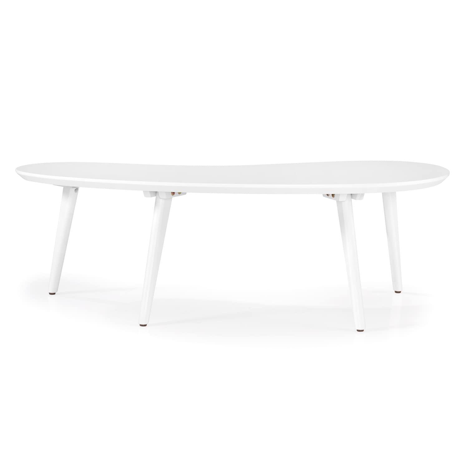 Camaflexi Mid Century Modern Coffee Table Small Tabletop Wood Coffee Desk, White