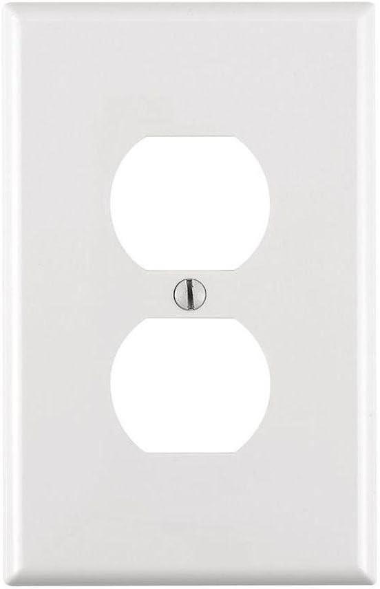 Leviton 88003-000 White 1 Gang Thermoset Plastic Duplex Outlet Wall Plate