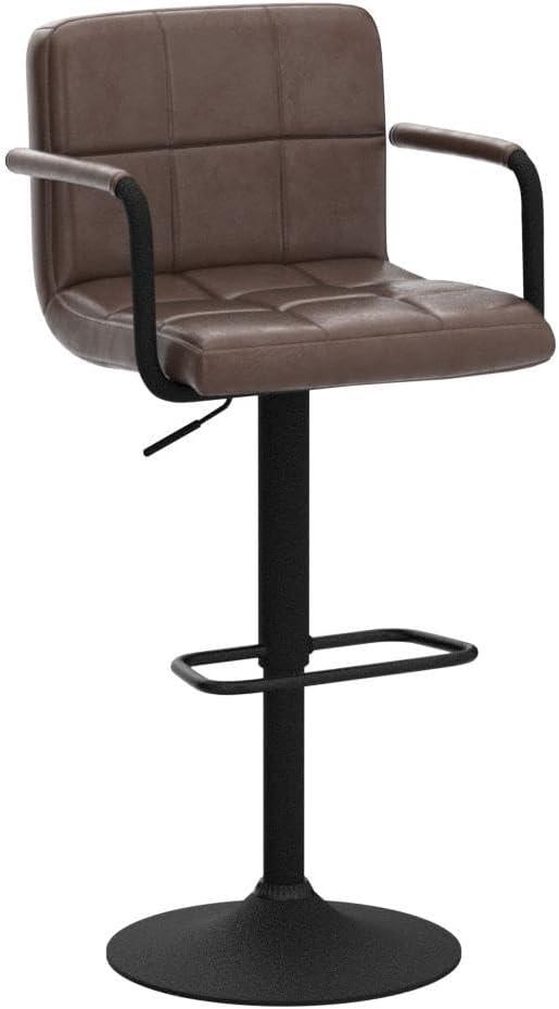 Furniliving Adjustable Swivel Bar Stools Counter Height Stool with Low-Back Kitchen Counter Stools Set of 2,Black Brown