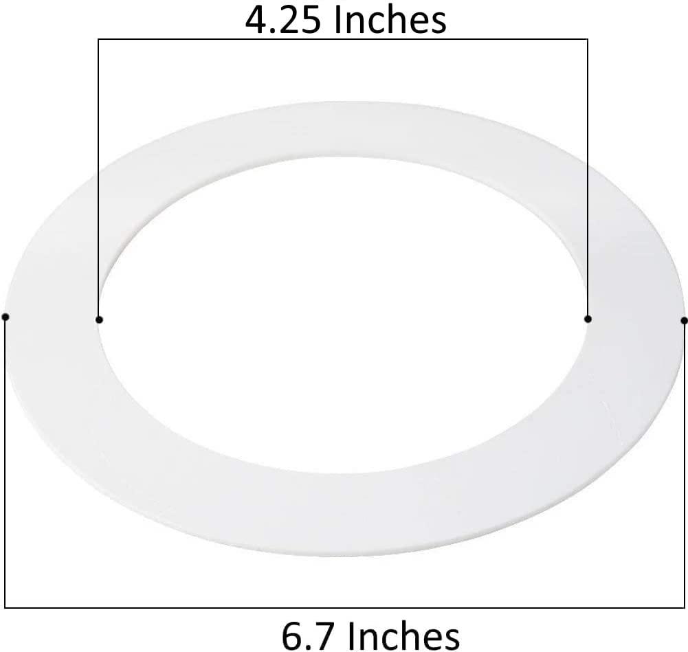 6 Pack Matte White Goof Trim Ring for 4" Inch Recessed Can Lighting Down Light, Outer Diameter 6.7 Inches, Inner Diameter 4.2 Inches