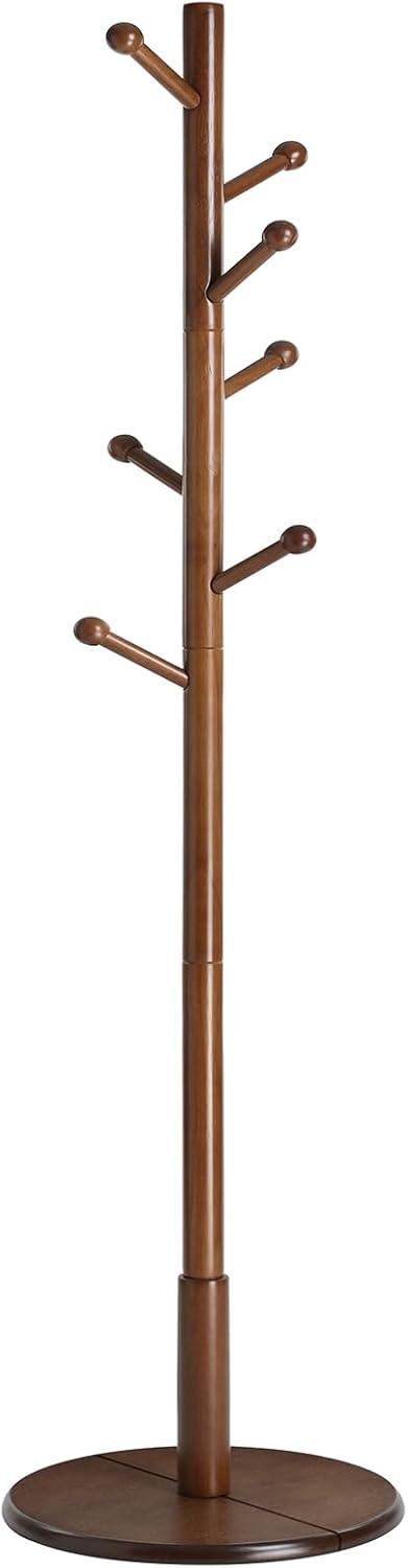 Coat Rack with 7 Rounded Hooks, Hall Tree, Coat Stand Dark Walnut