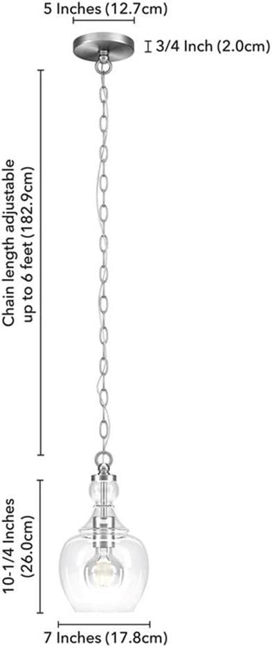 Evelyn&Zoe 7" Brushed Nickel Finish Metal/Glass Pendant