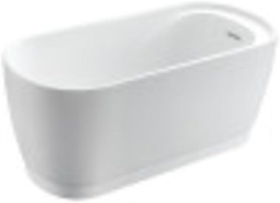 Kingston Brass Aqua Eden 51-Inch Acrylic Oval Double Ended Freestanding Tub with Drain and Integrated Seat
