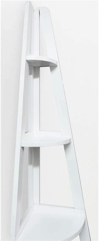 5-Shelf Corner Ladder Bookcase - White