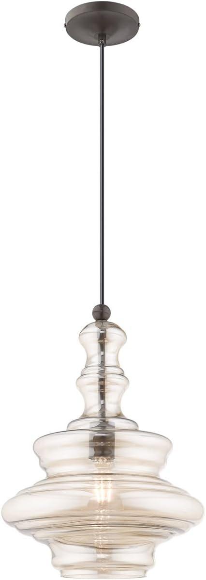 Livex Lighting Art Glass 1 - Light Pendant in  English Bronze