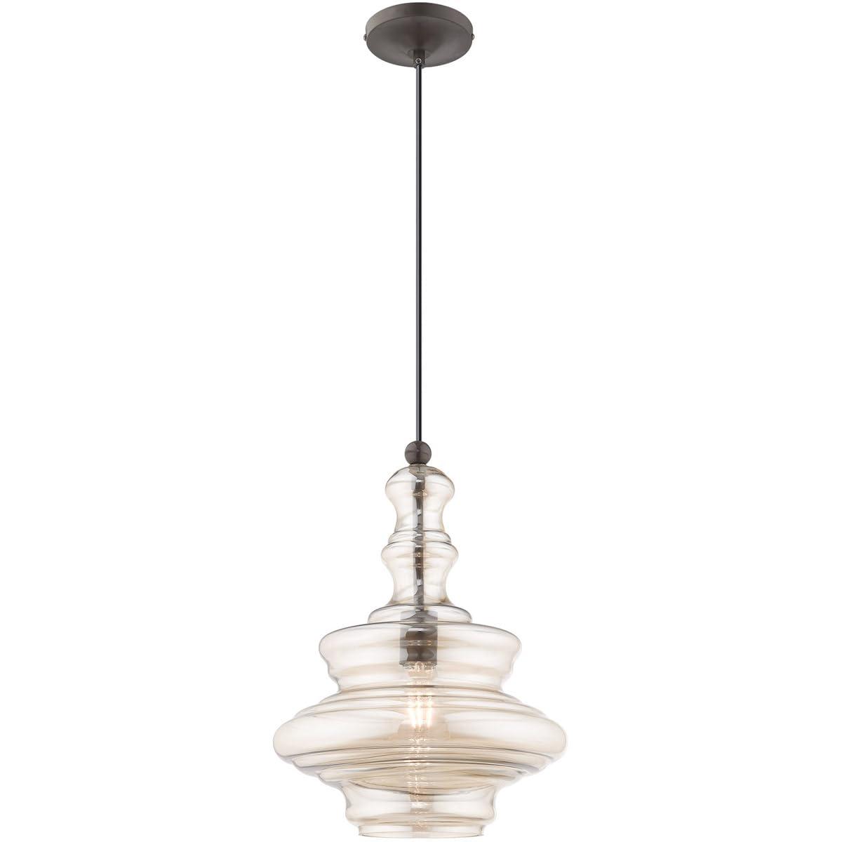 Livex Lighting Art Glass 1 - Light Pendant in  English Bronze