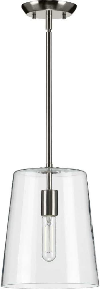Progress Lighting, Clarion, 1-Light Pendant, Matte Black, Clear Glass Shade