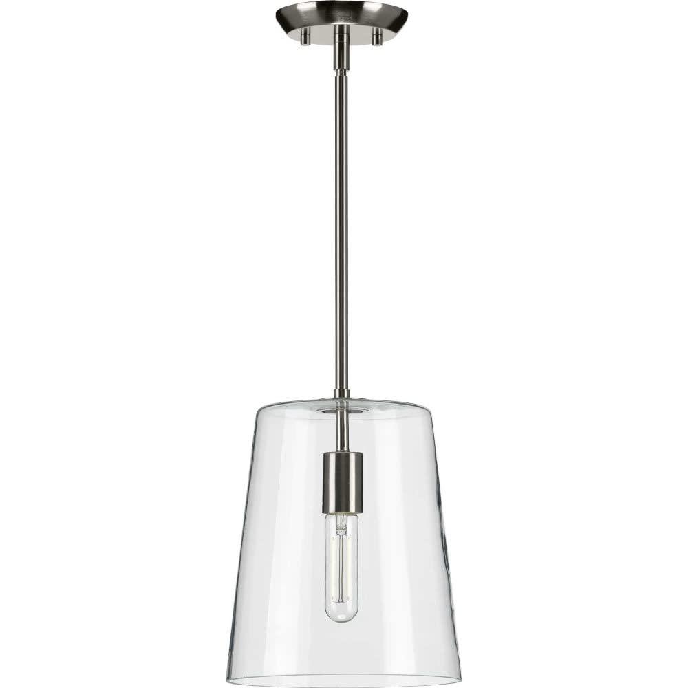 Progress Lighting, Clarion, 1-Light Pendant, Matte Black, Clear Glass Shade