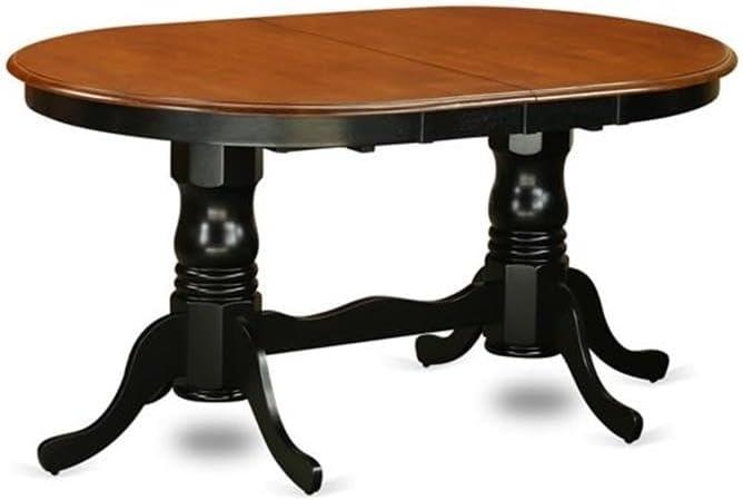 Plainville Dining Table - Charming Country Casual Design, Expandable to 78 Inches, Black & Cherry Color Scheme, Vintage-Inspired Legs.
