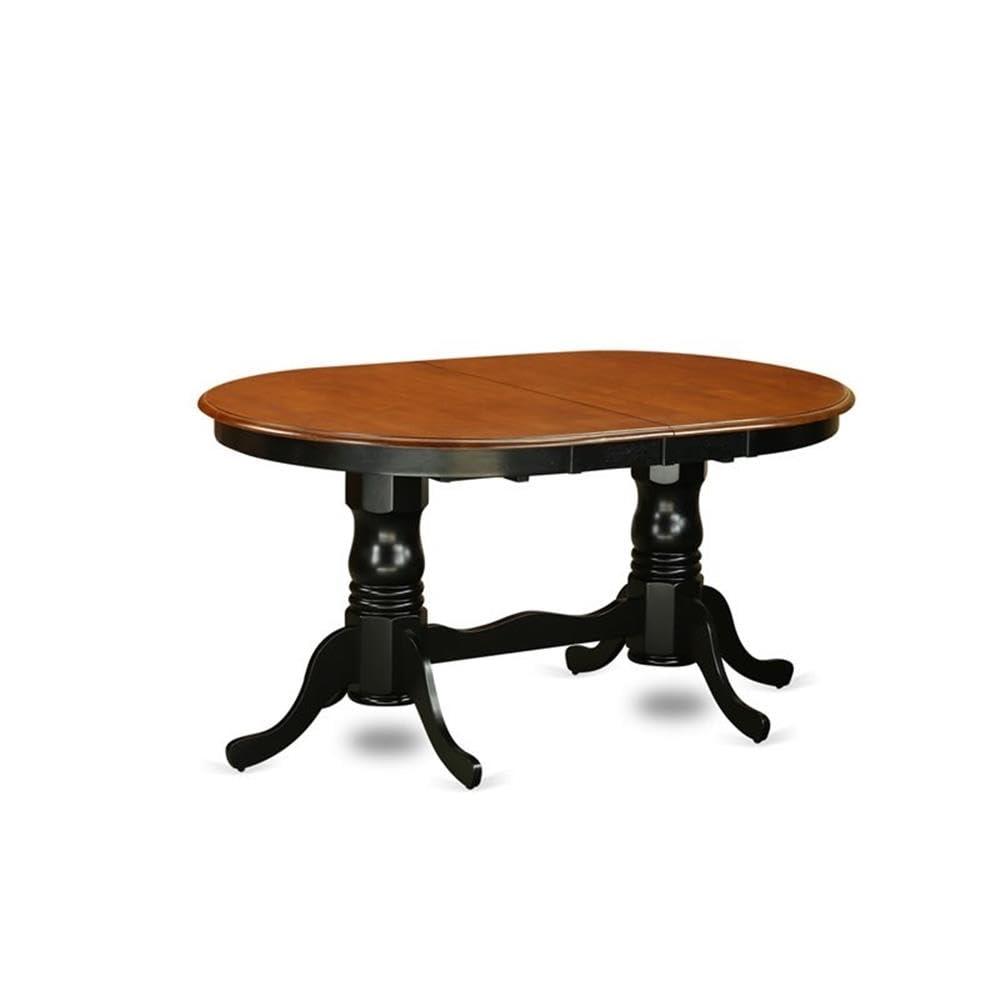 Plainville Dining Table - Charming Country Casual Design, Expandable to 78 Inches, Black & Cherry Color Scheme, Vintage-Inspired Legs.