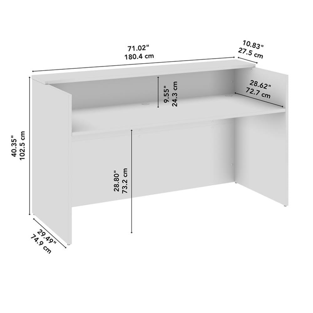 Bush Business Furniture Arrive 72W x 30D Reception Desk with Shelf in Storm Gray, Modern Receptionist Station for Office Waiting Room