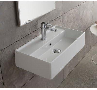 Scarabeo By Nameeks Teorema 13.39'' White Ceramic Rectangular Bathroom Sink with Overflow