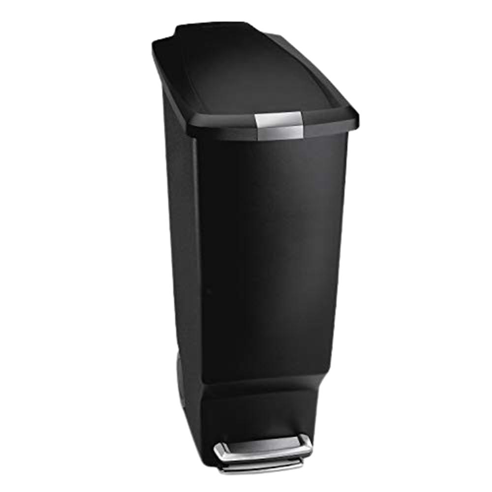 simplehuman 40 Liter / 10.6 Gallon Slim Kitchen Step Trash Can with Secure Slide Lock, Plastic