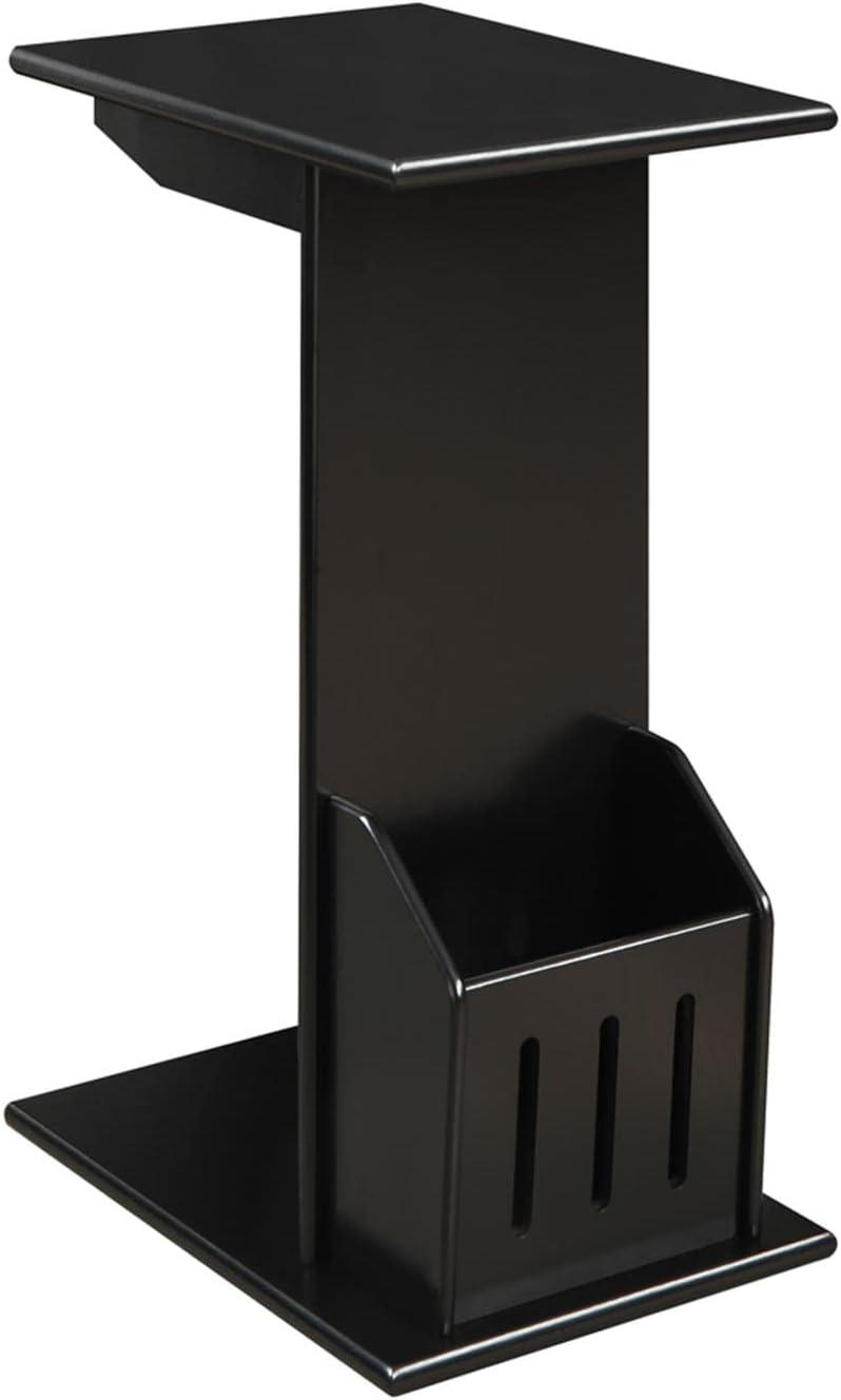 C-Shaped Black Wood Magazine Holder End Table