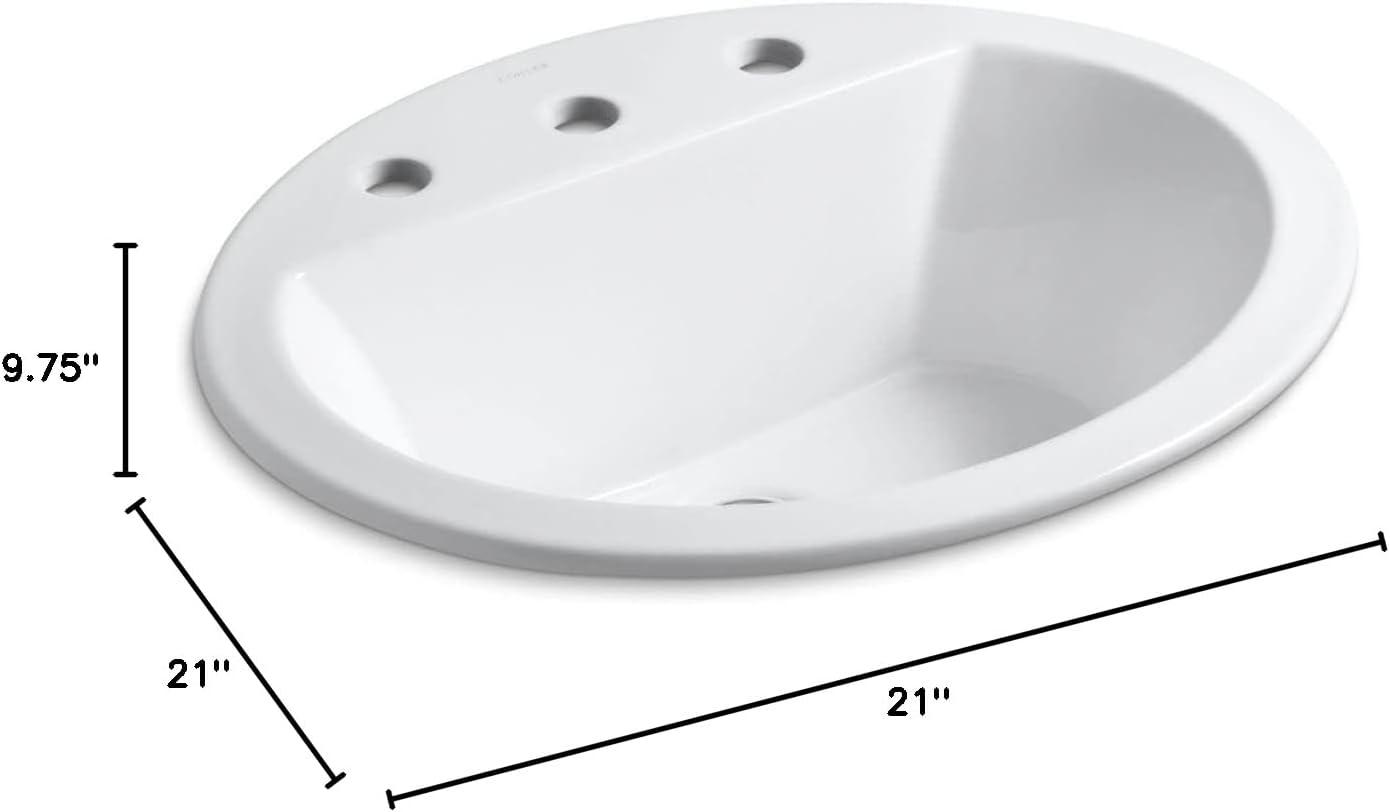 Bryant Vitreous China Oval Drop-In Bathroom Sink with Overflow