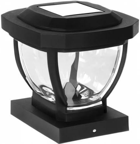 Solar Powered Integrated LED Fence Post Cap Light 4 In. X 4 In. with Base Adapter Included Pack (Set of 2)