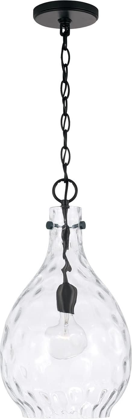 Matte Black Teardrop Pendant Light with Clear Glass Shade