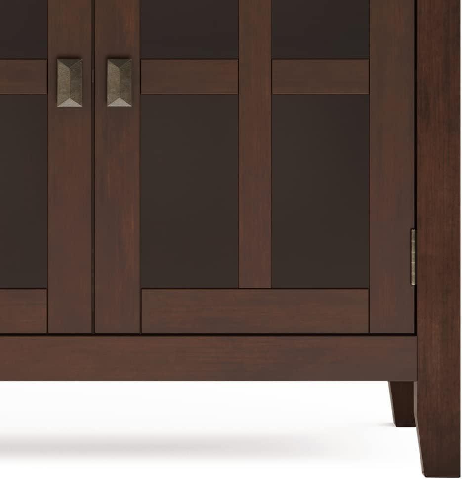 Simpli Home Artisan 60"W Solid Wood Sideboard Buffet with and Tempered Glass Doors and 3 Drawers