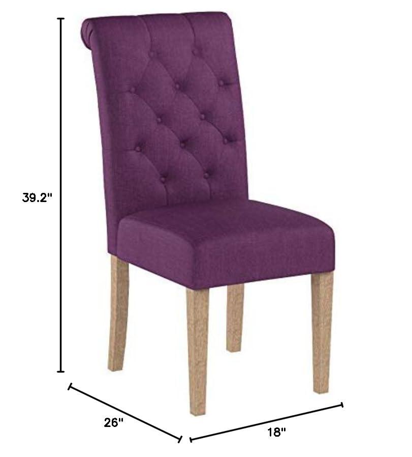 Roundhill Furniture Habit Solid Wood Tufted Parsons Dining Chair, Purple, Set of 2