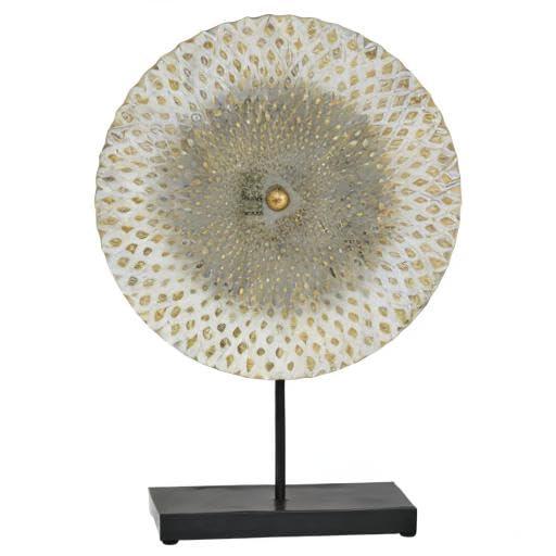 Dakota Fields Diahna Metal Geometric Decorative Gray Sculpture with Black Base