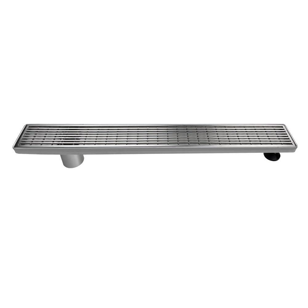 Accreate 24 Inch Linear Shower Drain, Brushed Nickel Shower Floor Drain, High Flow Shower Drain Kit with Removable Grid Cover, Hair Filter and Adjustable Leveling Feet