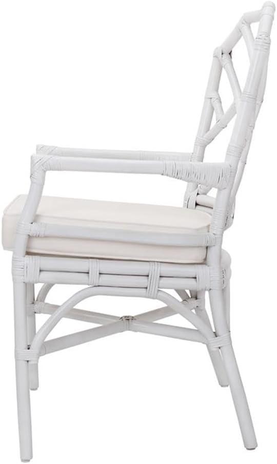 New Pacific Direct Kara Rattan Dining Side Arm Chair White