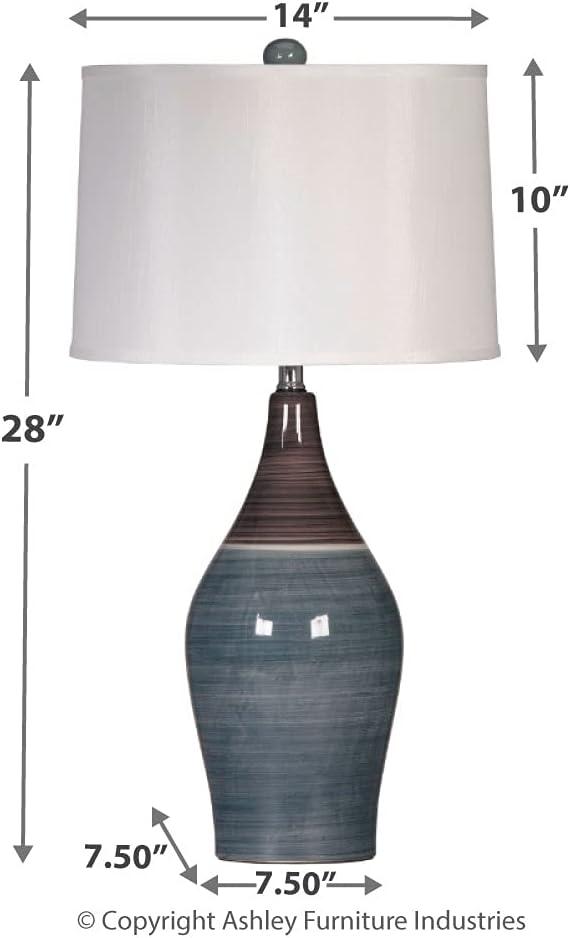 Set of 2 Niobe Table Lamps Gray - Signature Design by Ashley: Ceramic Base, 28" Height, Drum Shade, UL Listed