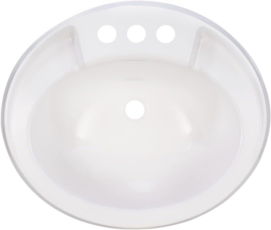 White Oval Plastic Single Bowl RV Bathroom Sink