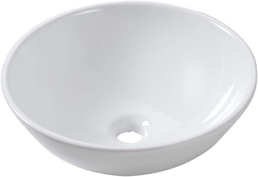 Mocoloo 13x13 Round Bowl Bathroom Modern White Above Counter Porcelain Ceramic Vessel Sink