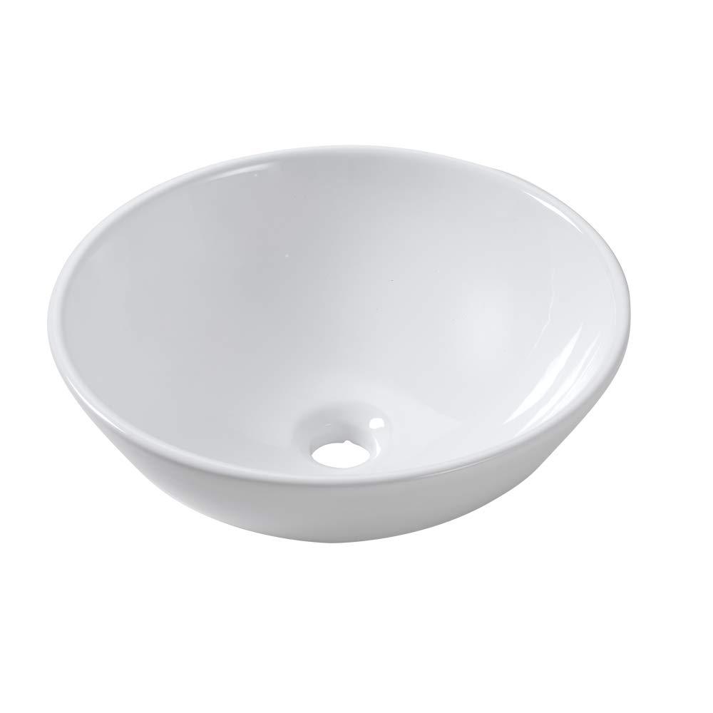 16" x 13" Oval Vessel Bathroom Sink White Bathroom Sink Ceramic Above Counter Sink Egg Shape Bowl