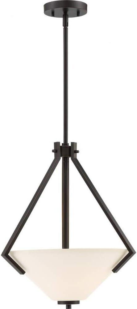 Nome 18" Mahogany Bronze Diamond Pendant Light with Conical Shade