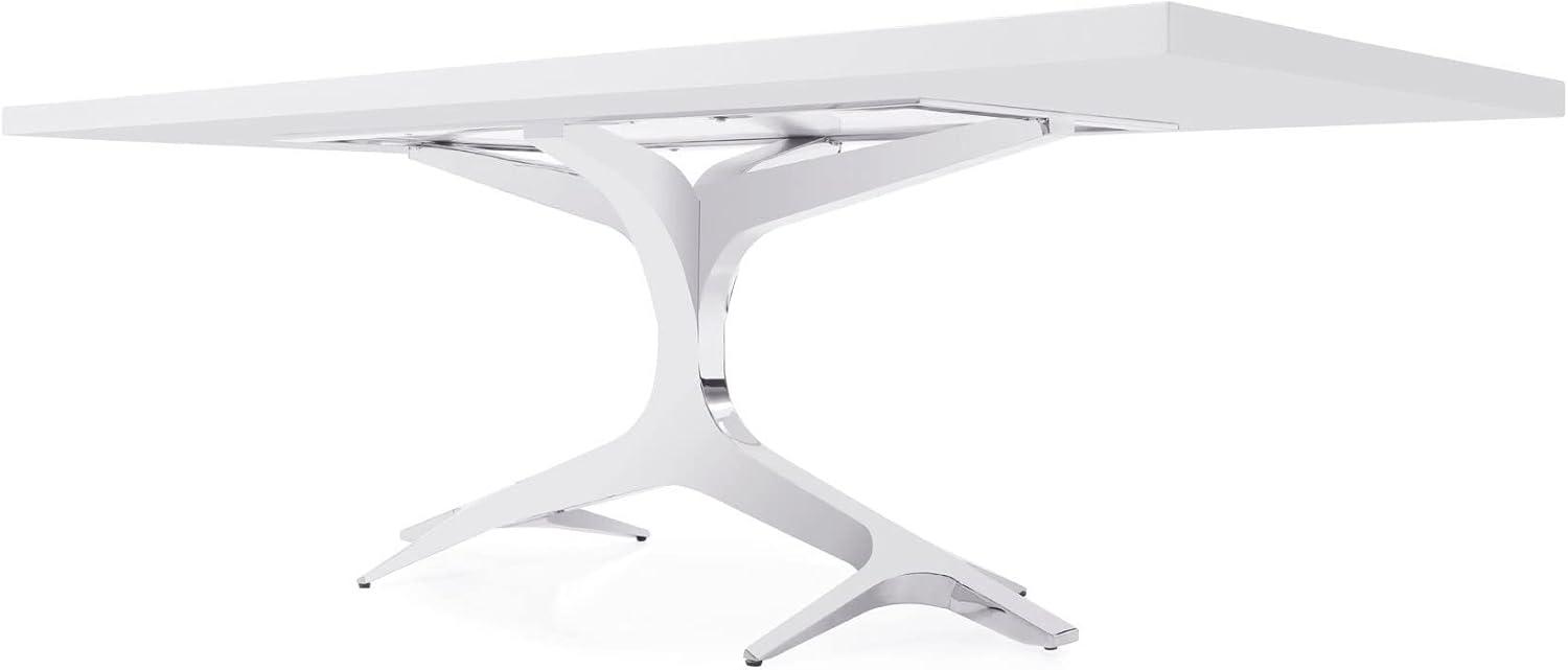 Contemporary White Gloss Dining Table with Stainless Steel Base