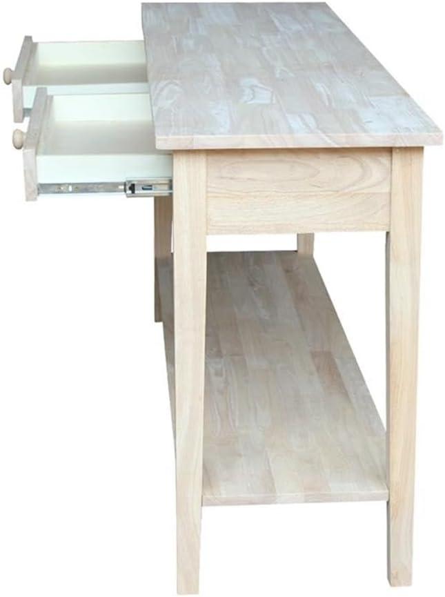 60" Spencer Extended Length Console Server Table Light Brown - International Concepts: Hardwood Foyer Storage