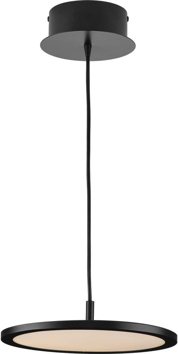 Progress Lighting Everlume 1-Light LED Pendant, Matte Black, Edge-Lit Flat Panel Diffuser