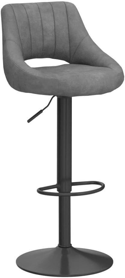 HOMCOM Modern Bar Stools Set of 2 Swivel Bar Height Barstools Chairs with Adjustable Height, Round Heavy Metal Base, and Footrest, Gray