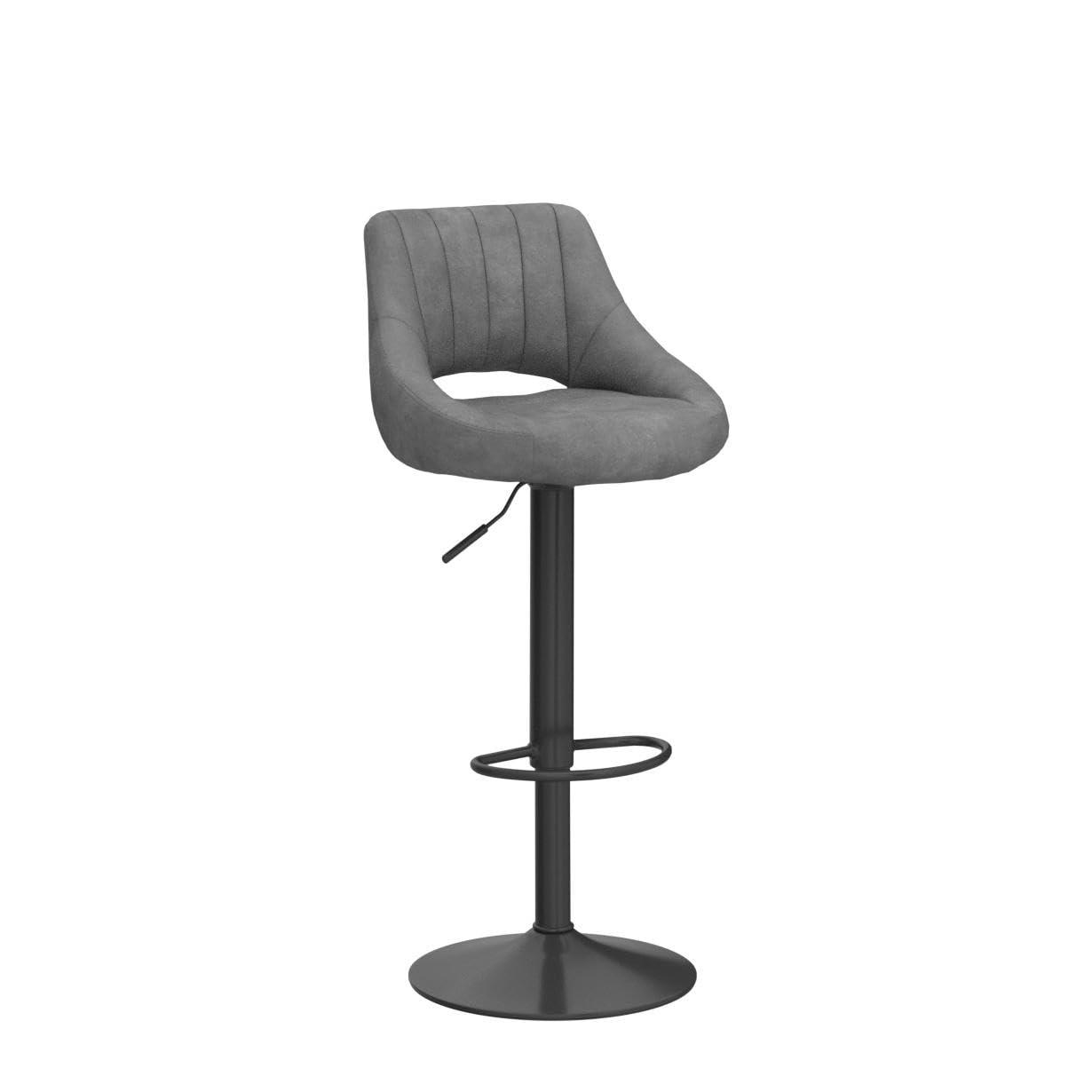 HOMCOM Modern Bar Stools Set of 2 Swivel Bar Height Barstools Chairs with Adjustable Height, Round Heavy Metal Base, and Footrest, Gray