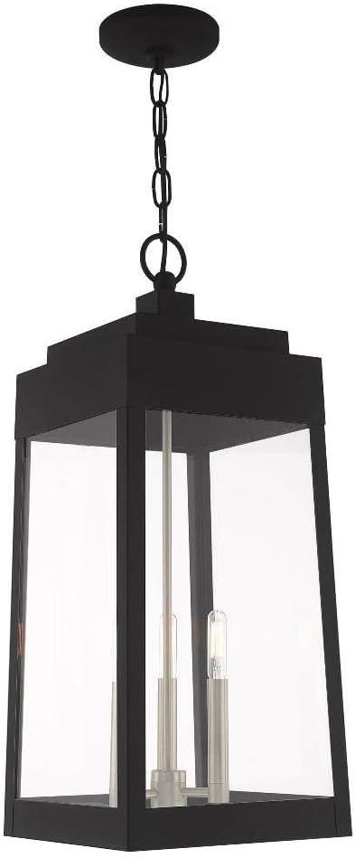 Oslo Black 3-Light Outdoor Pendant with Clear Glass