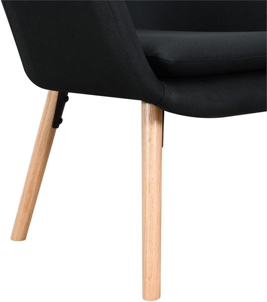Convenience Concepts Charlotte Accent Chair in Black Linen Fabric with Wood Legs