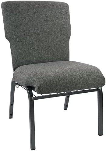 Charcoal Gray Fabric 21" Stacking Church Chair with Silver Steel Frame