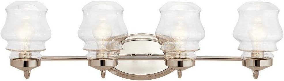 Janiel 33.25" 4-Light Polished Nickel Vanity Light with Clear Glass Shades