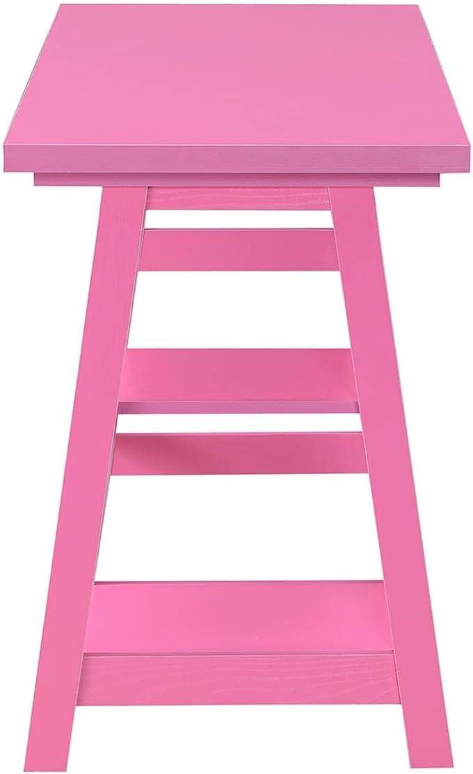 Convenience Concepts Designs2Go 29.25" Tall Trestle Desk with Shelves, Pink