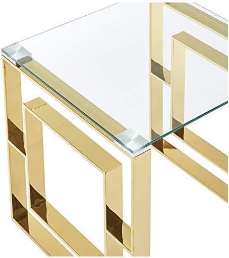 Contemporary Stainless Steel and Glass ConsoleDesk Gold