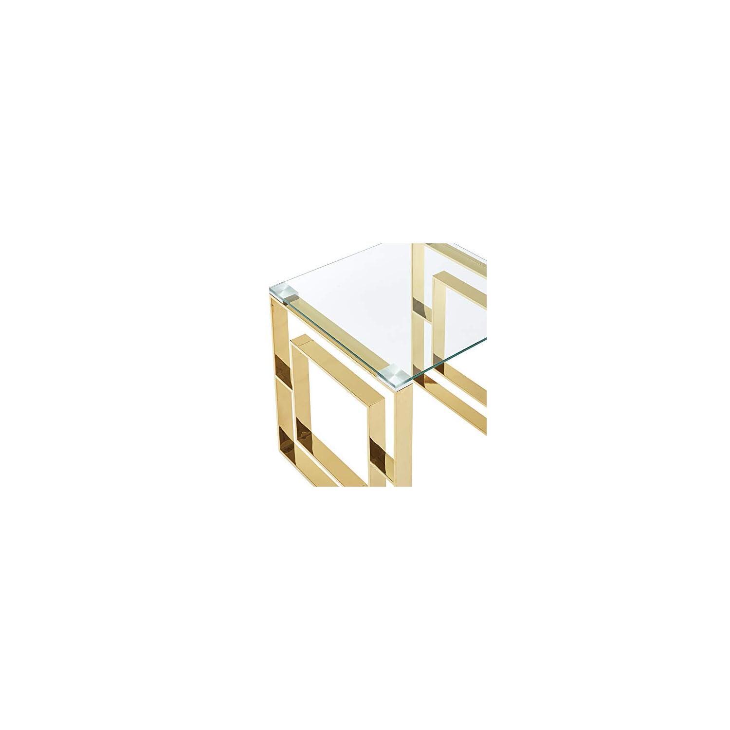 Contemporary Stainless Steel and Glass ConsoleDesk Gold