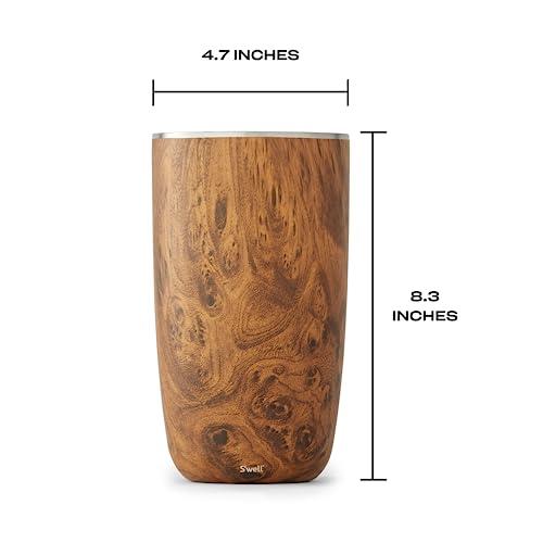 S'well Triple-Layered Vacuum-Insulated Stainless Steel Wine Chiller, 750ml, Teakwood