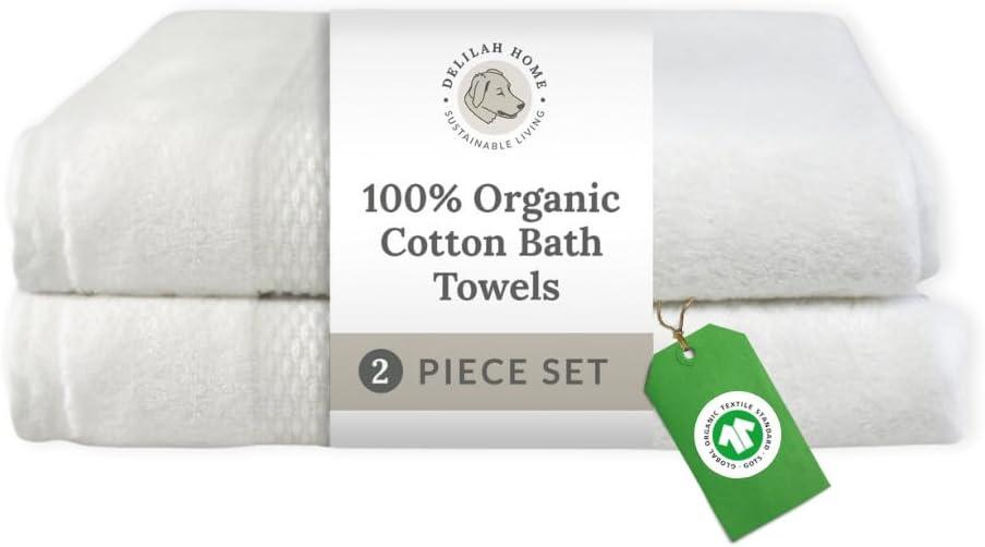 Delilah Home 100% Organic Cotton Towels, 30-Inch by 54-Inch,  (2 pack)