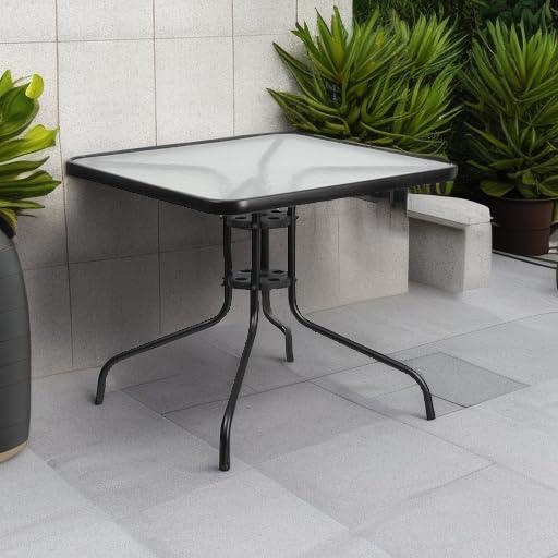 Flash Furniture 31.5'' Square Tempered Glass Metal Table