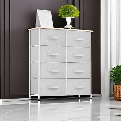YITAHOME 8 Drawer Dresser - Fabric Storage Tower, Organizer Unit for Bedroom, Living Room & Closets - Sturdy Steel Frame, Easy Pull Fabric Bins & Wooden Top